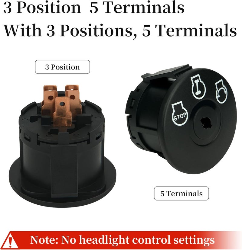 XINRINTONG Ignition Starter Switch 3 Position 925-04228 with Key for Craftsman, Troy-Bilt, MTD, Cub Cadet, Husqvarna, JD, AYP, Bad Boy Delta, Replace 725-04228 725-04659 925-04659 - Image 2